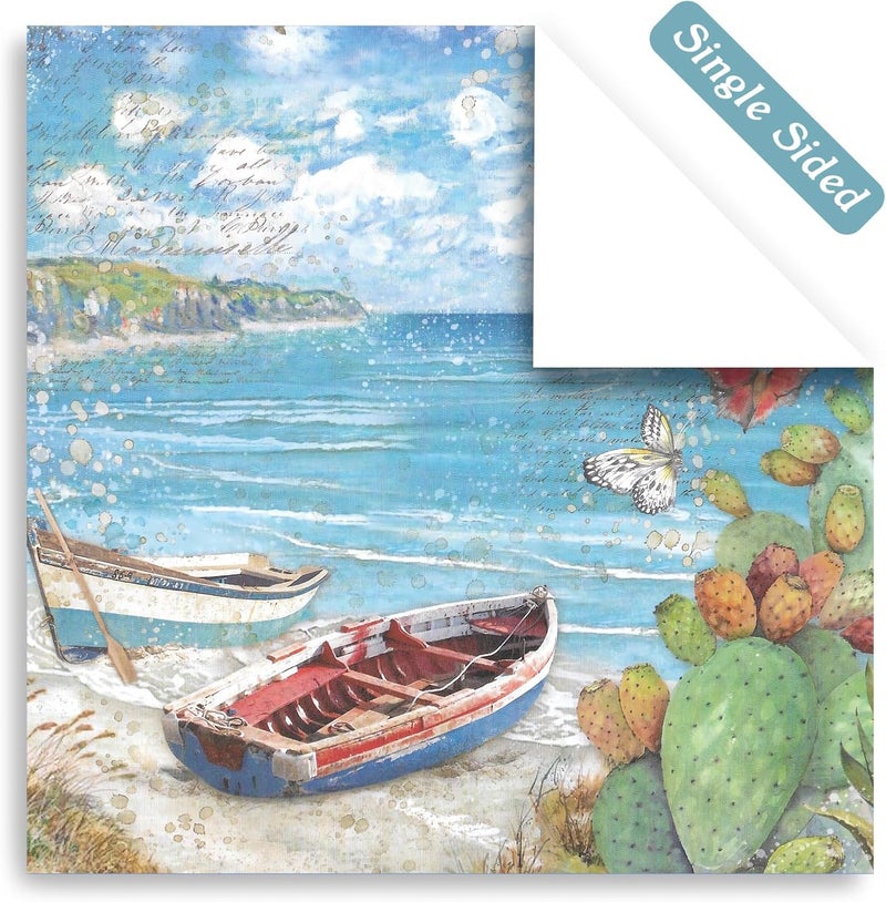 Qianshan 24 Sheets 12 Designs Scrapbook Paper Pad,6"×6” Single-Sided Decopodge Craft Cardstock Paper,Christmas Scrapbooking DIY Decorative Background Cardmaking Supplies.Seaside Cabin - Image 5
